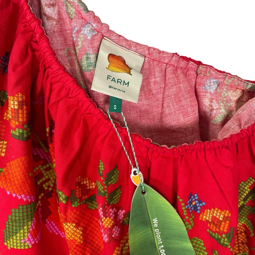 NWT Farm Rio Tropical Romance Red Mini Dress Size S - Picture 9 of 11